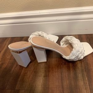 Lulu’s Size 9 White Heels with Braided Strap